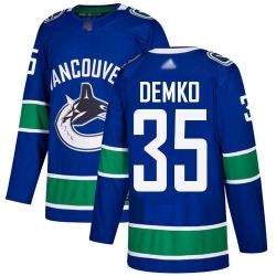 Canucks 35 Thatcher Demko Blue Home Authentic Stitched Hockey Jersey