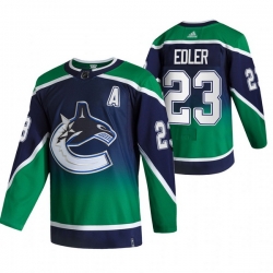 Men Vancouver Canucks 23 Alexander Edler Green Adidas 2020 21 Reverse Retro Alternate NHL Jersey