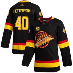Men Vancouver Canucks 40 Elias Pettersson 50th Anniversary Black Stitched jersey