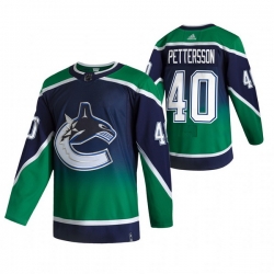 Men Vancouver Canucks 40 Elias Pettersson Green Adidas 2020 21 Reverse Retro Alternate NHL Jersey