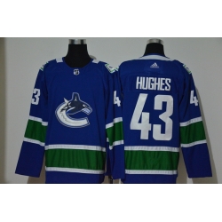 Men Vancouver Canucks 43 Quinn Hughes Blue Adidas Jersey