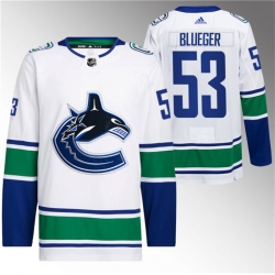 Men Vancouver Canucks 53 Teddy Blueger White Retro Stitched Jersey