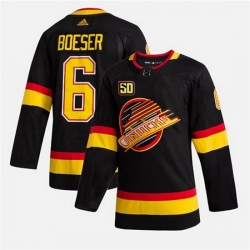 Men Vancouver Canucks 6 Brock Boeser 50th Anniversary Black Stitched jersey