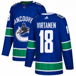 Mens Adidas Vancouver Canucks 18 Jake Virtanen Authentic Blue Home NHL Jersey 