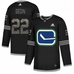 Mens Adidas Vancouver Canucks 22 Daniel Sedin Black 1 Authentic Classic Stitched NHL Jersey 