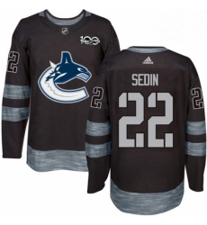 Mens Adidas Vancouver Canucks 22 Daniel Sedin Premier Black 1917 2017 100th Anniversary NHL Jersey 