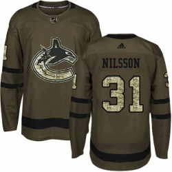 Mens Adidas Vancouver Canucks 31 Anders Nilsson Authentic Green Salute to Service NHL Jersey 
