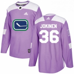 Mens Adidas Vancouver Canucks 36 Jussi Jokinen Authentic Purple Fights Cancer Practice NHL Jersey 