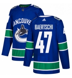 Mens Adidas Vancouver Canucks 47 Sven Baertschi Premier Blue Home NHL Jersey 