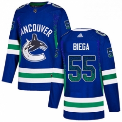 Mens Adidas Vancouver Canucks 55 Alex Biega Authentic Blue Drift Fashion NHL Jersey 