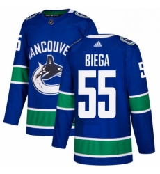 Mens Adidas Vancouver Canucks 55 Alex Biega Premier Blue Home NHL Jersey 