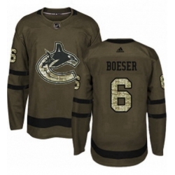 Mens Adidas Vancouver Canucks 6 Brock Boeser Premier Green Salute to Service NHL Jersey 