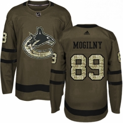 Mens Adidas Vancouver Canucks 89 Alexander Mogilny Premier Green Salute to Service NHL Jersey 