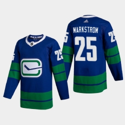 Vancouver Canucks 25 Jacob Markstrom Men Adidas 2020 21 Authentic Player Alternate Stitched NHL Jersey Blue