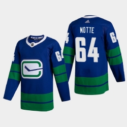 Vancouver Canucks 64 Tyler Motte Men Adidas 2020 21 Authentic Player Alternate Stitched NHL Jersey Blue