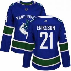 Womens Adidas Vancouver Canucks 21 Loui Eriksson Premier Blue Home NHL Jersey 