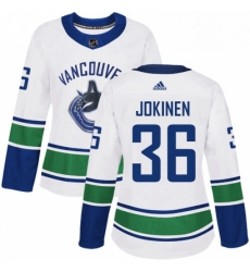 Womens Adidas Vancouver Canucks 36 Jussi Jokinen Authentic White Away NHL Jersey 