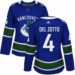 Womens Adidas Vancouver Canucks 4 Michael Del Zotto Authentic Blue Home NHL Jersey 