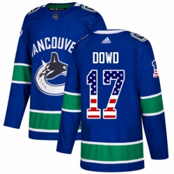 Youth Adidas Vancouver Canucks 17 Nic Dowd Authentic Blue USA Flag Fashion NHL Jersey 