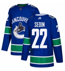 Youth Adidas Vancouver Canucks 22 Daniel Sedin Premier Blue Home NHL Jersey 