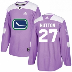 Youth Adidas Vancouver Canucks 27 Ben Hutton Authentic Purple Fights Cancer Practice NHL Jersey 