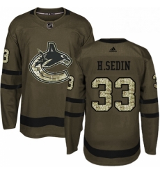 Youth Adidas Vancouver Canucks 33 Henrik Sedin Premier Green Salute to Service NHL Jersey 