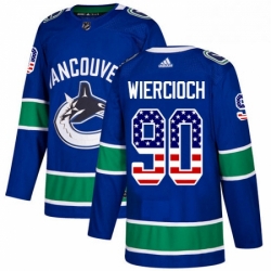 Youth Adidas Vancouver Canucks 90 Patrick Wiercioch Authentic Blue USA Flag Fashion NHL Jersey 