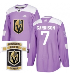 Adidas Golden Knights #7 Jason Garrison Purple Authentic Fights Cancer Stitched NHL Inaugural Season Patch Jersey