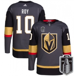 Men Vegas Golden Knights 10 Nicolas Roy Gray 2023 Stanley Cup Final Stitched Jersey