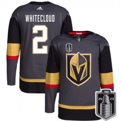 Men Vegas Golden Knights 2 Zach Whitecloud Gray 2023 Stanley Cup Final Stitched Jersey