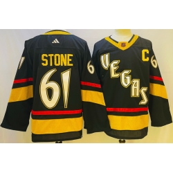 Men Vegas Golden Knights 61 Mark Stone Black 2022 23 Reverse Retro Stitched Jersey