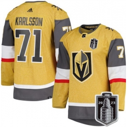 Men Vegas Golden Knights 71 William Karlsson Gold 2023 Stanley Cup Final Stitched Jersey