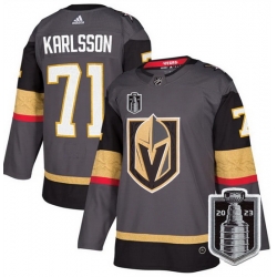 Men Vegas Golden Knights 71 William Karlsson Gray 2023 Stanley Cup Final Stitched Jersey