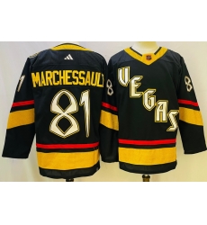 Men Vegas Golden Knights 81 Jonathan Marchessault Black 2022 23 Reverse Retro Stitched NHL Jersey