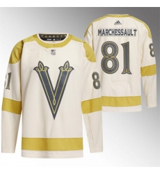 Men Vegas Golden Knights 81 Jonathan Marchessault Cream 2024 Winter Classic Breakaway Stitched Jersey