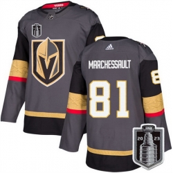 Men Vegas Golden Knights 81 Jonathan Marchessault Gray 2023 Stanley Cup Final Stitched Jersey