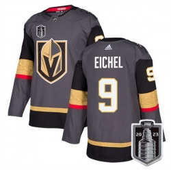 Men Vegas Golden Knights 9 Jack Eichel Grey 2023 Stanley Cup Final Stitched Jersey