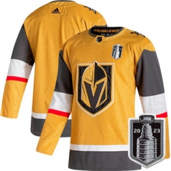 Men Vegas Golden Knights Blank Gold 2023 Stanley Cup Final Stitched Jersey