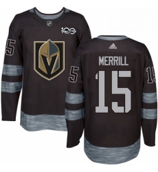 Mens Adidas Vegas Golden Knights 15 Jon Merrill Authentic Black 1917 2017 100th Anniversary NHL Jersey 