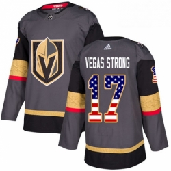 Mens Adidas Vegas Golden Knights 17 Vegas Strong Authentic Gray USA Flag Fashion NHL Jersey 