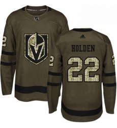 Mens Adidas Vegas Golden Knights 22 Nick Holden Authentic Green Salute to Service NHL Jersey 