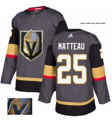 Mens Adidas Vegas Golden Knights 25 Stefan Matteau Authentic Gray Fashion Gold NHL Jersey 