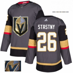 Mens Adidas Vegas Golden Knights 26 Paul Stastny Authentic Gray Fashion Gold NHL Jersey 