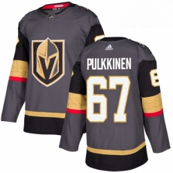 Mens Adidas Vegas Golden Knights 67 Teemu Pulkkinen Authentic Gray Home NHL Jersey 