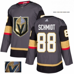 Mens Adidas Vegas Golden Knights 88 Nate Schmidt Authentic Gray Fashion Gold NHL Jersey 