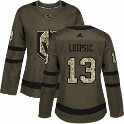 Womens Adidas Vegas Golden Knights 13 Brendan Leipsic Authentic Green Salute to Service NHL Jersey 