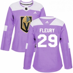 Womens Adidas Vegas Golden Knights 29 Marc Andre Fleury Authentic Purple Fights Cancer Practice NHL Jersey 