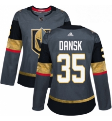 Womens Adidas Vegas Golden Knights 35 Oscar Dansk Authentic Gray Home NHL Jersey 