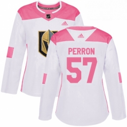 Womens Adidas Vegas Golden Knights 57 David Perron Authentic WhitePink Fashion NHL Jersey 