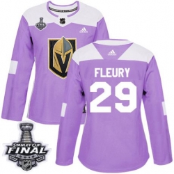 womens marc andre fleury vegas golden knights jersey purple adidas 29 nhl 2018 stanley cup final authentic fights cancer practice